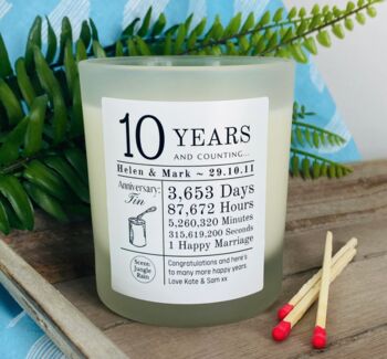 Personalised 10th Anniversary Years And Counting Candle, 4 of 11