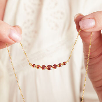 Red Garnet Bar Chain Necklace, 2 of 10