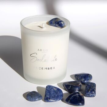 December Birthstone Sodalite Crystal Candle, 3 of 5