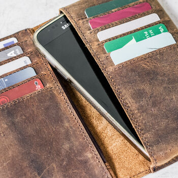 Personalised Bifold Leather Wallet And Smartphone Case, 4 of 11