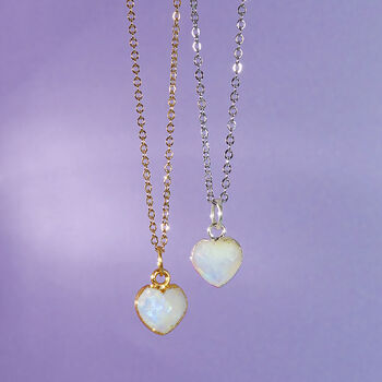Healing Heart Rainbow Moonstone Gemstone Necklace, 2 of 11