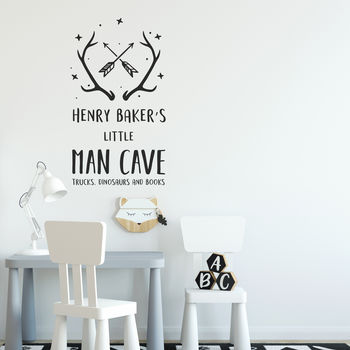 Personalised Little Man Cave Wall Sticker, 2 of 3