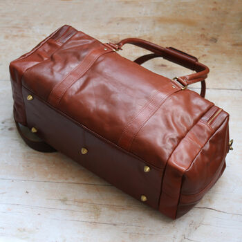 Tan Leather Travel Holdall Bag, 4 of 6