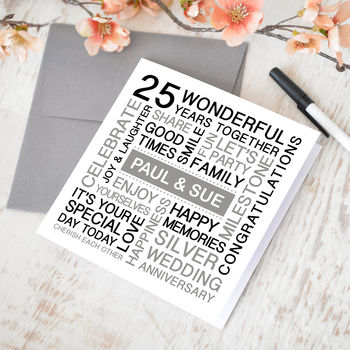 Personalised Silver Wedding Anniversary Card, 2 of 4