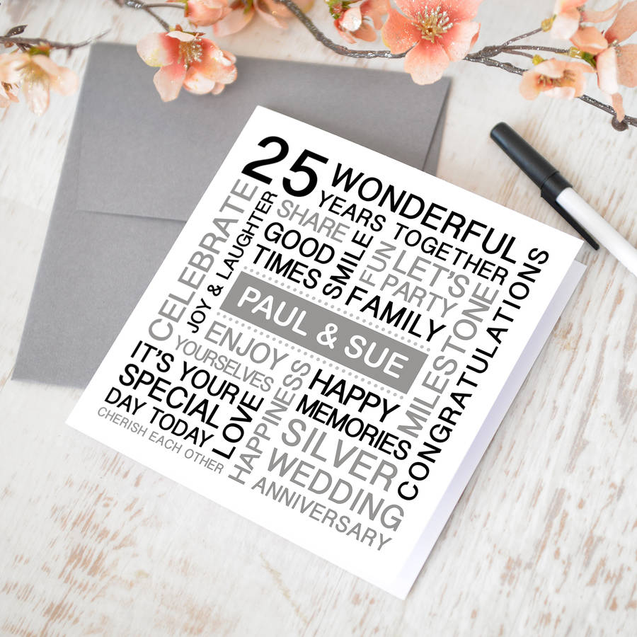 Personalised Silver Wedding Anniversary Card By A Type Of Design Notonthehighstreet Com