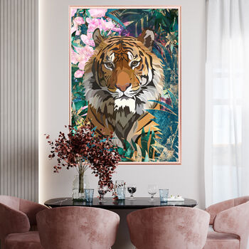 Custom Tiger Tropical Rainforest Floral Jungle Wall Art Print, 3 of 6