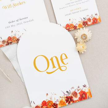 Burnt Orange Floral Wedding Invitation Set, 6 of 9