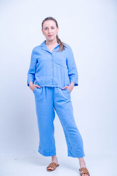 Liya Blue Boxy Soft Cotton Pyjamas, 6 of 11