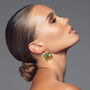 Green Gemstone Drop Earring Gold Peridot, thumbnail 1 of 3