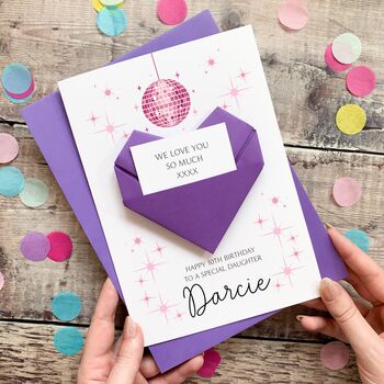 Personalised Origami Birthday Card – Disco Ball Design For Daughter, Niece Or Granddaughter, 4 of 10