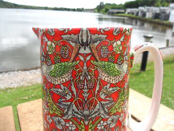 Large China Jug In William Morris Red Strawberry Thief Design, 6 of 8