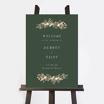 Dried Flower Wreath Wedding Welcome Sign, 2 of 3
