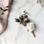 White Flower And Preserved Eucalyptus Boutonniere, thumbnail 4 of 6