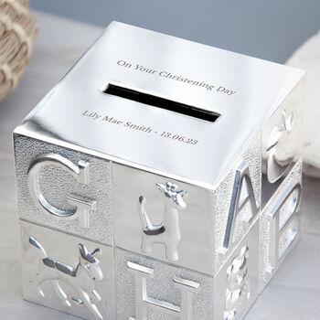 Personalised Silver Plated Alphabet Money Box, 3 of 5