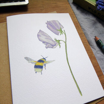 Sweet Pea And Bee Any Occasion Greetings Card, 3 of 8