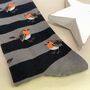 Men's Bamboo Robins And Stripes Socks In Grey, thumbnail 2 of 2