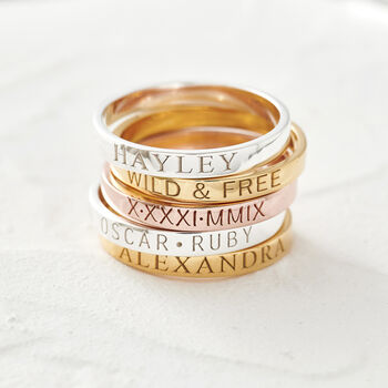 Amelia Personalised Engraved Band Ring, 2 of 10