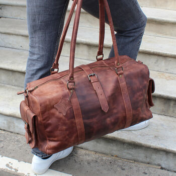'Drake' Leather Holdall Weekend Bag In Vintage Wax By Vintage Child ...