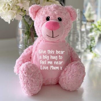 Personalised Memorial Ashes Keepsake Memory Teddy Bear Pink, 5 of 8