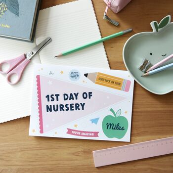 Personalised First Day Of Nursery Flag Card, 3 of 12
