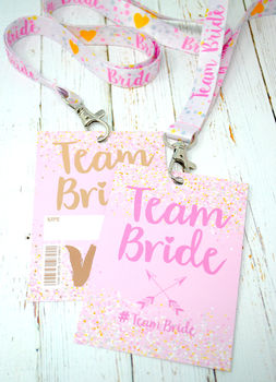 Rose Gold Team Bride Hen Party Vip Pass Lanyard Favours, 4 of 12