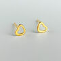 Sterling Silver Gold Colour Tiny Heart Stud Earrings, thumbnail 2 of 5