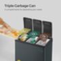 Triple Kitchen Waste Sorting Bin With Pedals, thumbnail 4 of 8