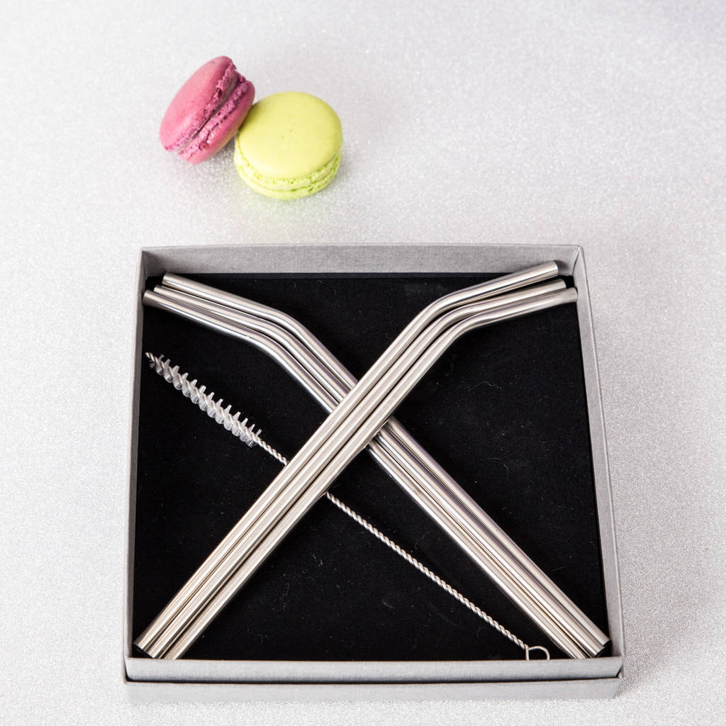 personalised stainless steel drinking straws by ginger rose