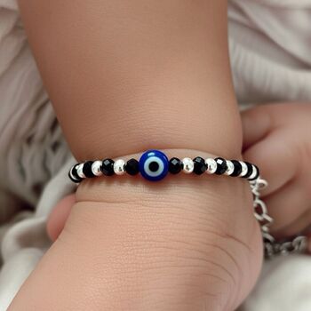 Baby Evil Eye Nazaria Black And Silver Bracelet/Anklet, 2 of 3