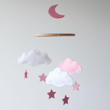 Cloud Star And Moon Baby Mobile White And Gold, 4 of 8