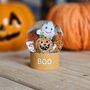 'Eek' Pumpkin And Ghost Globe, thumbnail 1 of 2