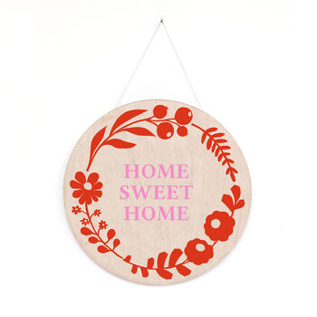 Floral Screen Printed Plauqe 'Home Sweet Home', 8 of 9