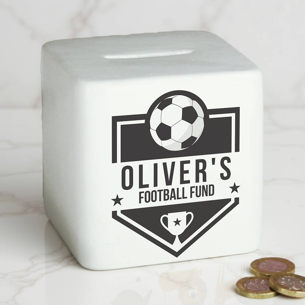 Personalised Football Badge Money Box, 1 of 6