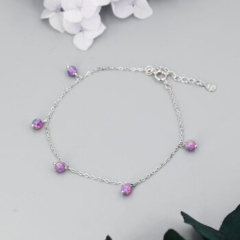 Delicate Purple Opal Beaded Charm Bracelet, 2 of 10