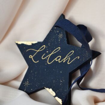 Personalised Star Or Moon Christmas Name Ornament, 3 of 7