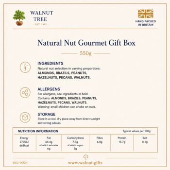 Luxury Vegan Natural Nut Selection Gift Box – 550g, 5 of 8