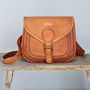 Personalised Curved Brown Leather Saddle Bag, thumbnail 3 of 9