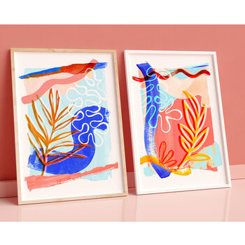 Orange And Blue Abstract Print Set Of Three, 3 of 12
