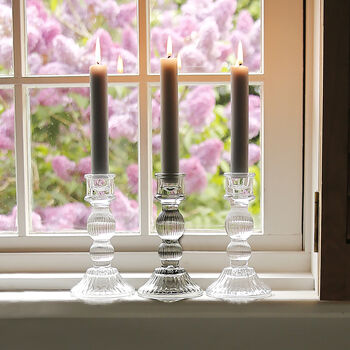 Lined Glass Candlestick Holder, 2 of 4