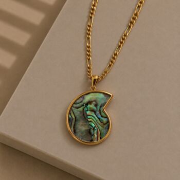 Abalone Ocean Shell Gold Plated Necklace, 2 of 3