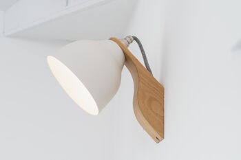 White Element Oak And Ceramic Wall Light, 3 of 6