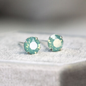Sea Green Stud Earrings In Sterling Silver, 9 of 12