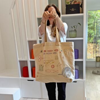 Stitch Your Craft Tools Tote Bag Diy Embroidery Kit, 4 of 11