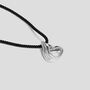 Wave Silver Pendant Cord Necklace In Rhodium Plated Sterling, thumbnail 2 of 7