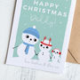 Daddy Christmas Card Personalised With Cute Snow People, thumbnail 2 of 4