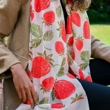 Strawberry Print Scarf In Personalised Gift Box, 4 of 4