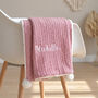 Personalised Dusty Pink Pom Pom Baby Blanket, thumbnail 1 of 10