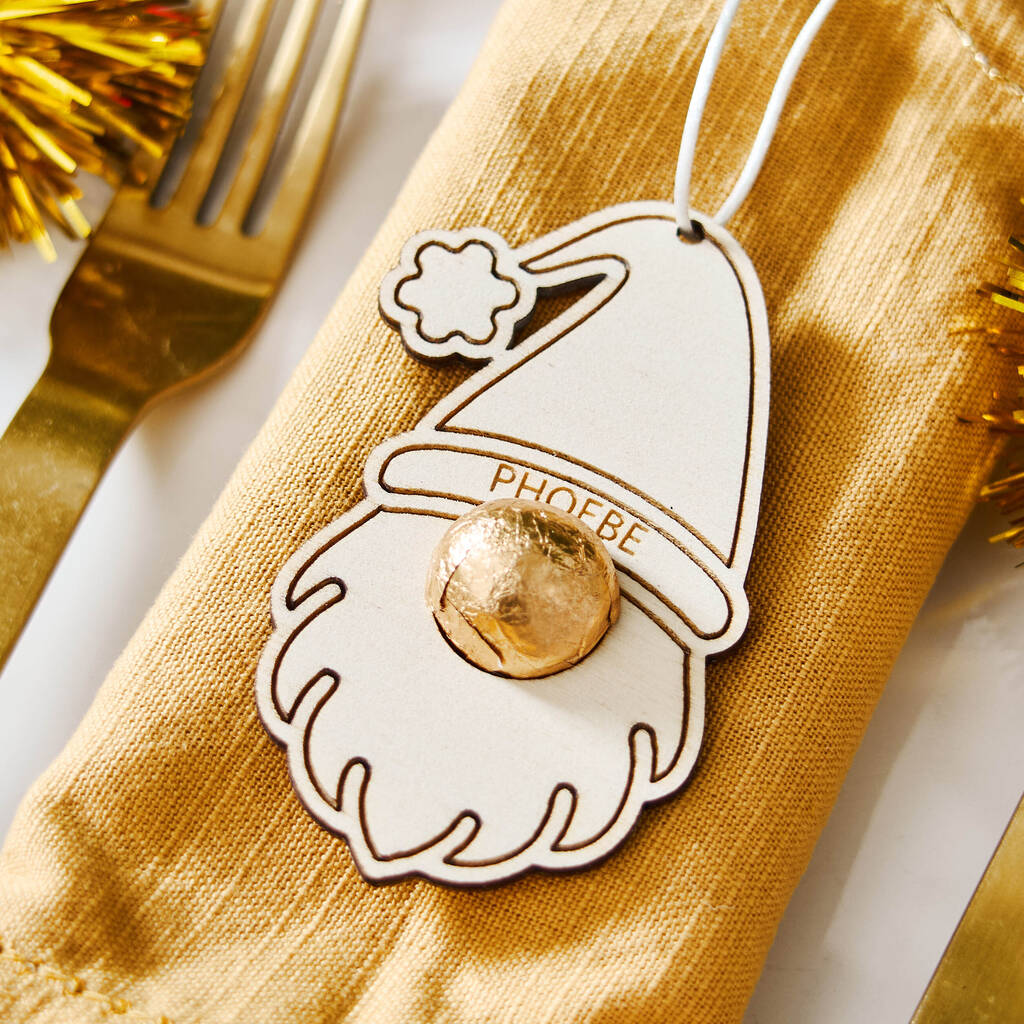 Personalised Gonk Christmas Place Setting And Bag Of Chocolate Noses, 1 of 3