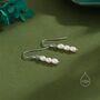 Oval Pearl Trio Drop Hook Earrings In Sterling Silver, thumbnail 3 of 11