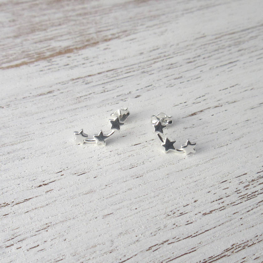 sterling silver triple star stud earrings by marion made ...